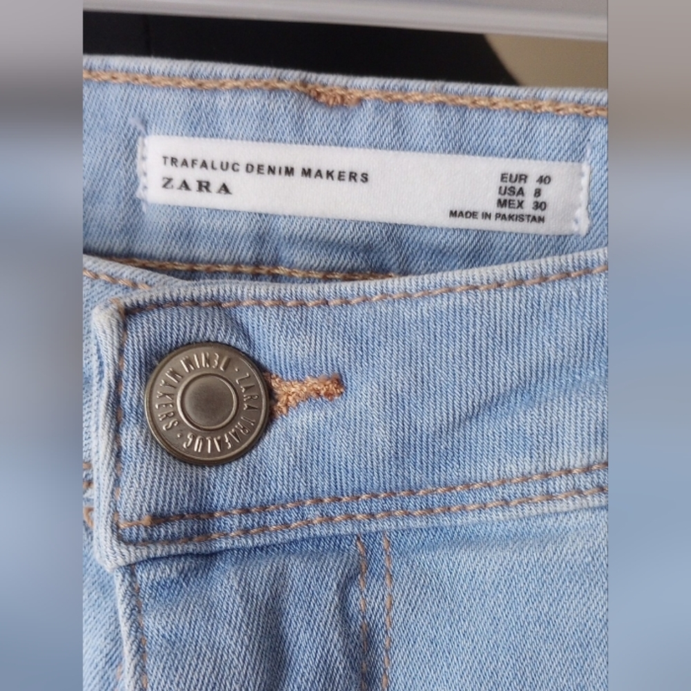 Zara Women's Sky Blue Skinny Jeans Sz 2-4 - Picture 3 of 5